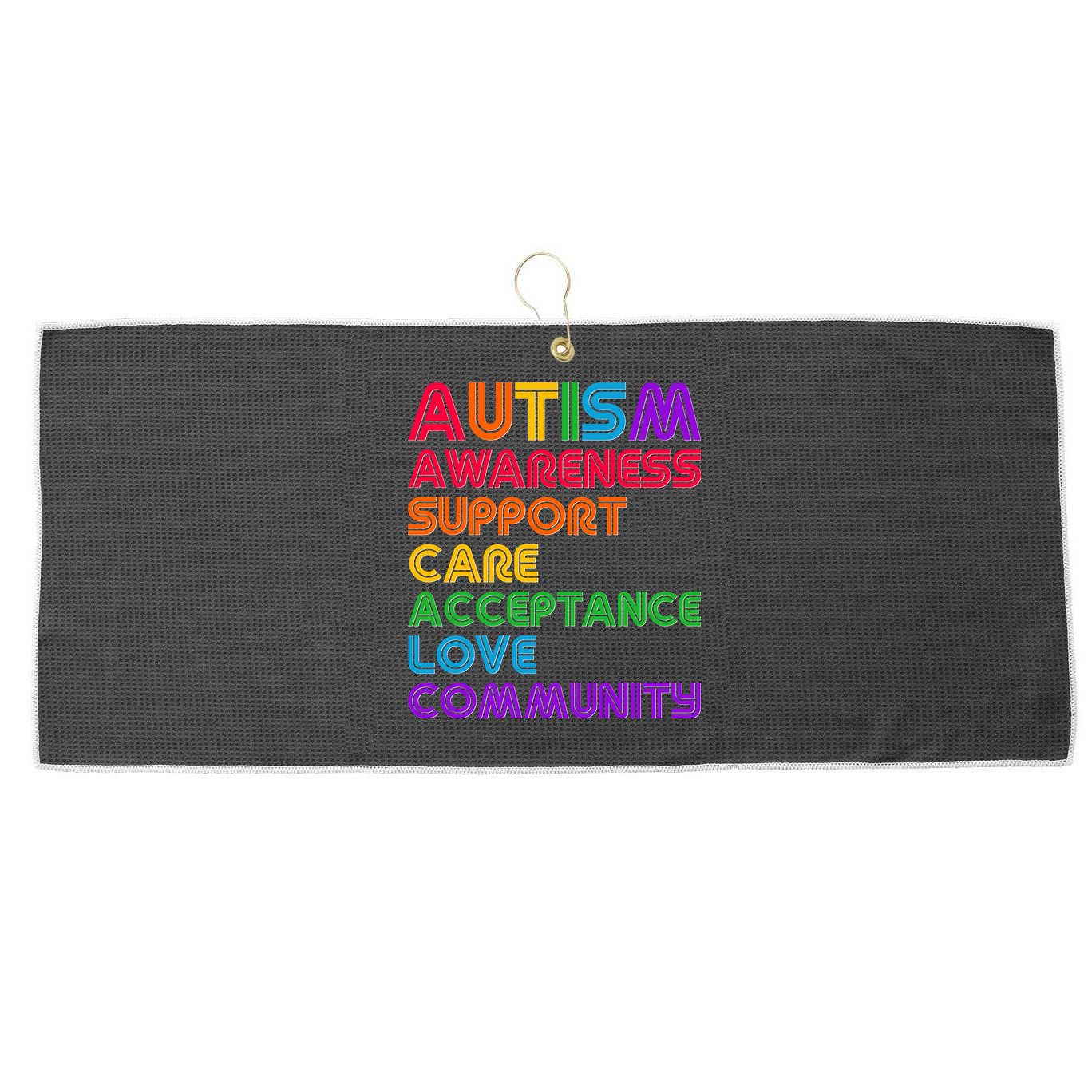 Colorful Autism Awareness Support Care Acceptance Love Community Large Microfiber Waffle Golf Towel