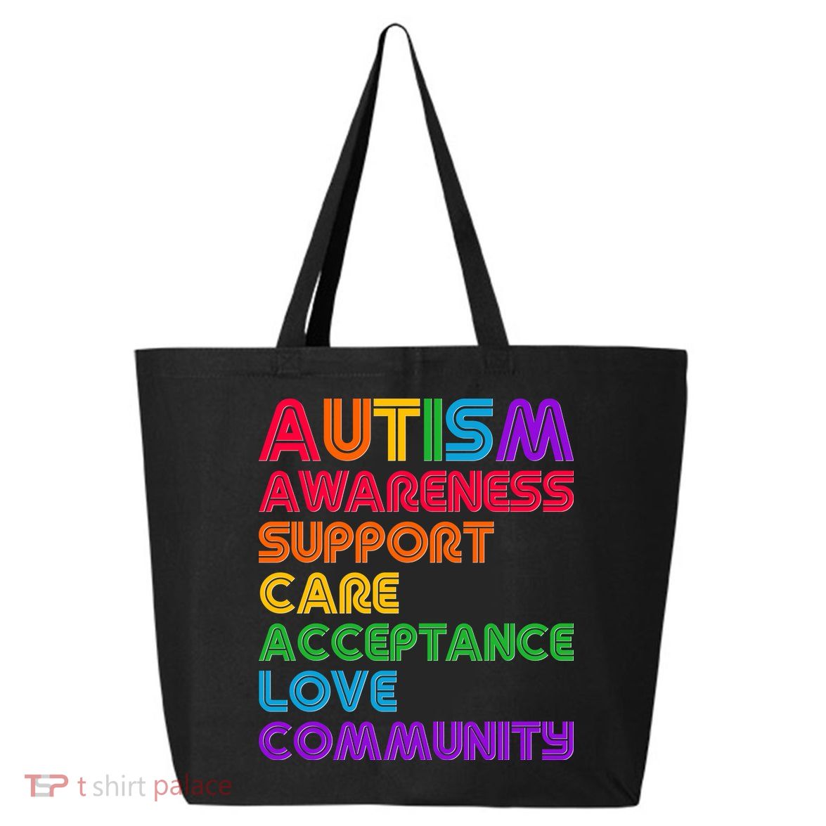 Colorful Autism Awareness Support Care Acceptance Love Community 25L Jumbo Tote