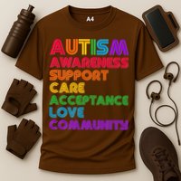 Colorful Autism Awareness Support Care Acceptance Love Community Cooling Performance Crew T-Shirt
