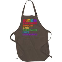 Colorful Autism Awareness Support Care Acceptance Love Community Full-Length Apron With Pockets