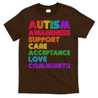 Colorful Autism Awareness Support Care Acceptance Love Community T-Shirt