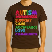 Colorful Autism Awareness Support Care Acceptance Love Community T-Shirt