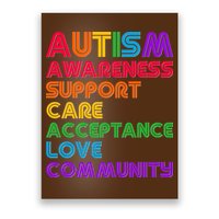 Colorful Autism Awareness Support Care Acceptance Love Community Poster