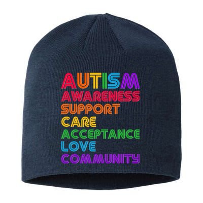 Colorful Autism Awareness Support Care Acceptance Love Community Sustainable Beanie