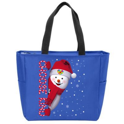 Christmas Autism Awareness Gift Choose Kind Snow Xmas Cute Gift Zip Tote Bag