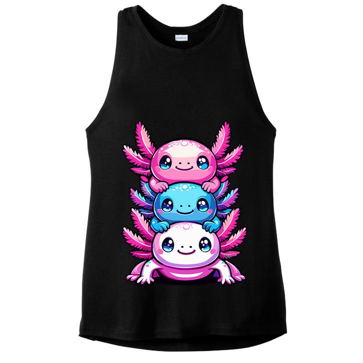 Cute Axolotls Anime Kawaii Axolotl Ladies PosiCharge Tri-Blend Wicking Tank