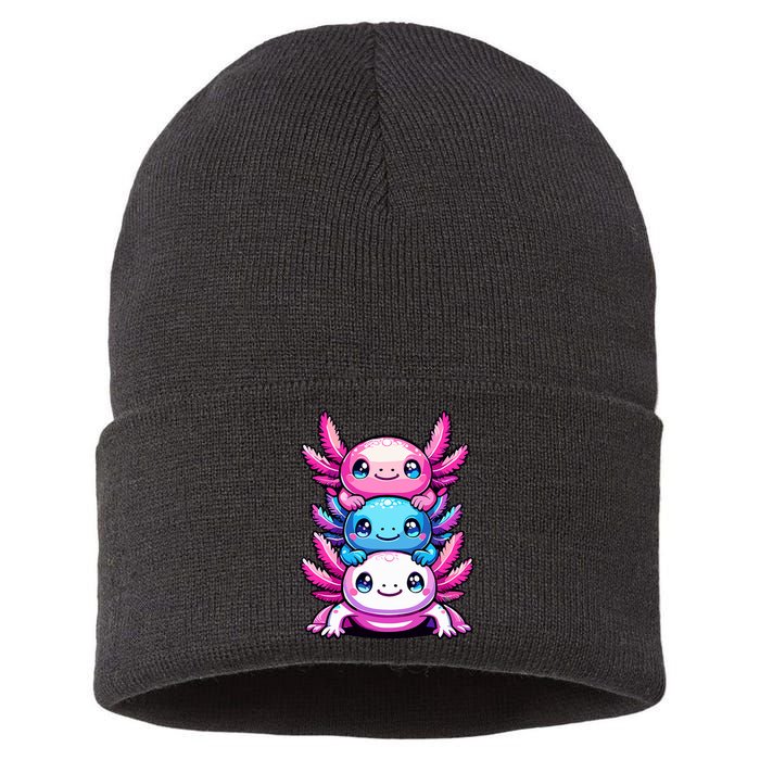 Cute Axolotls Anime Kawaii Axolotl Sustainable Knit Beanie