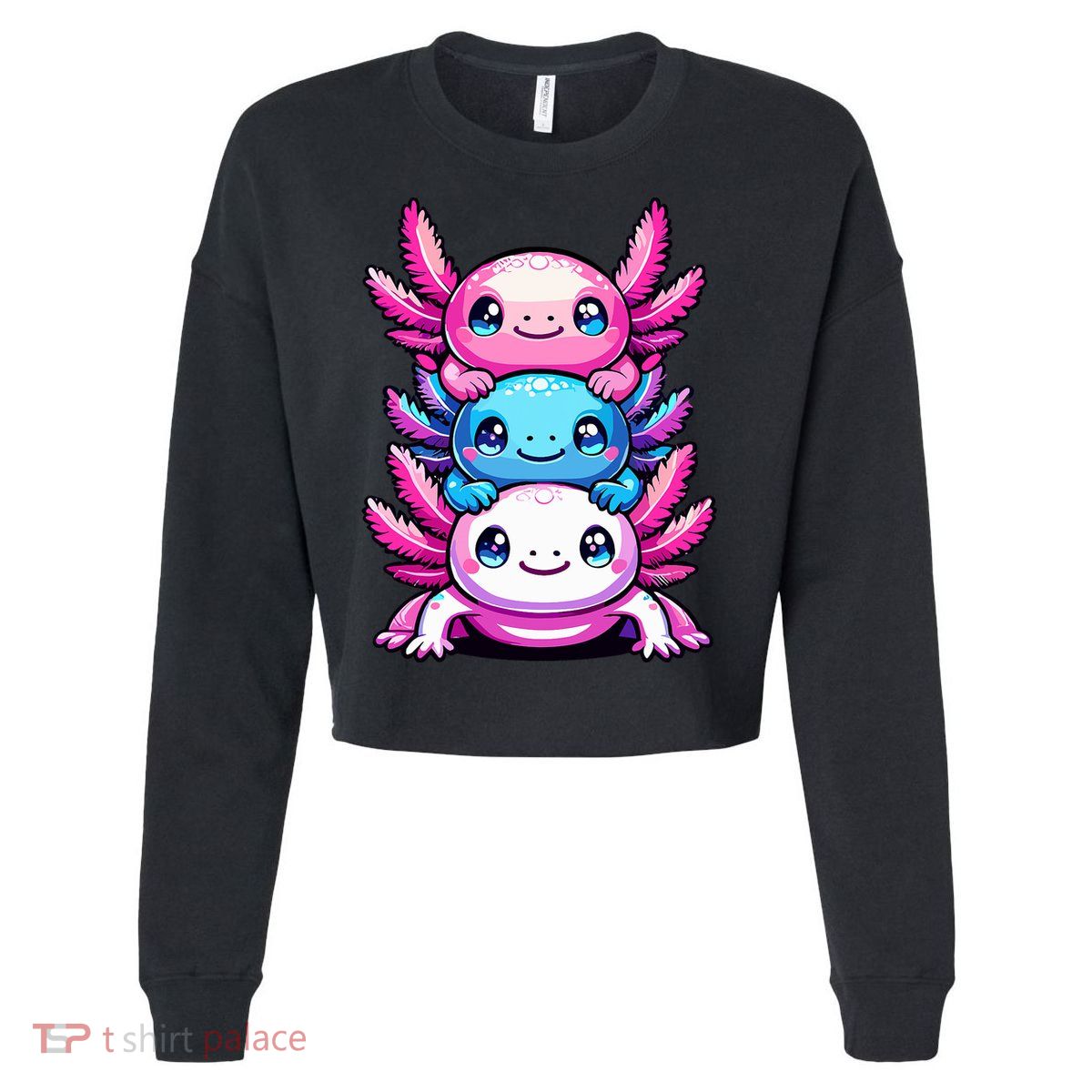 Cute Axolotls Anime Kawaii Axolotl Cropped Pullover Crew