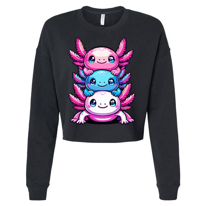 Cute Axolotls Anime Kawaii Axolotl Cropped Pullover Crew