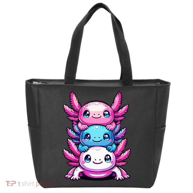 Cute Axolotls Anime Kawaii Axolotl Zip Tote Bag