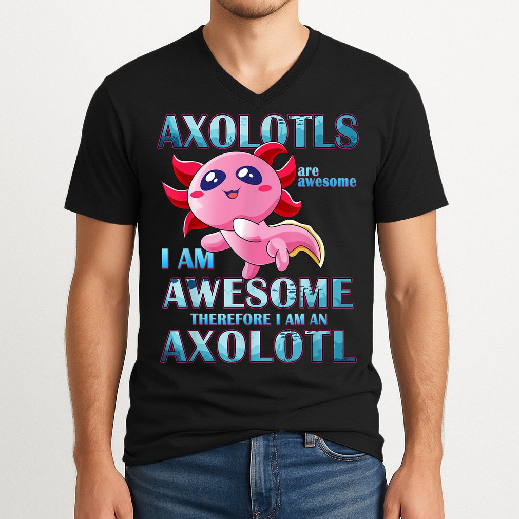 Cute Axolotl Axolotls Are Awesome Plush Pets Girls Boy V-Neck T-Shirt