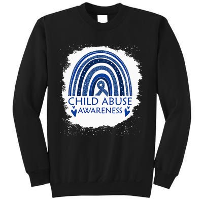 Child Abuse Awareness Bleached Rainbow Blue Ribbon Sweatshirt