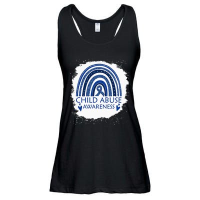 Child Abuse Awareness Bleached Rainbow Blue Ribbon Ladies Essential Flowy Tank