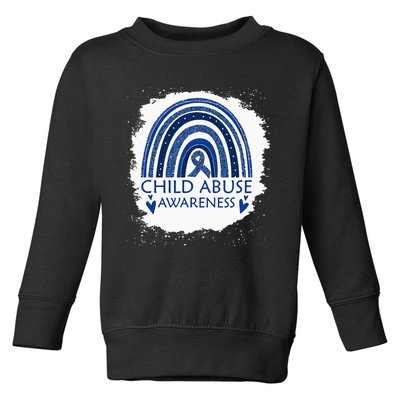 Child Abuse Awareness Bleached Rainbow Blue Ribbon Toddler Sweatshirt