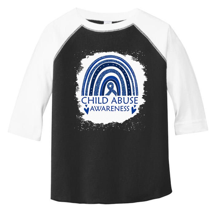 Child Abuse Awareness Bleached Rainbow Blue Ribbon Toddler Fine Jersey T-Shirt