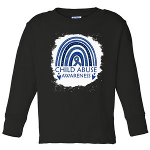 Child Abuse Awareness Bleached Rainbow Blue Ribbon Toddler Long Sleeve Shirt