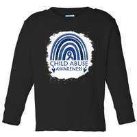 Child Abuse Awareness Bleached Rainbow Blue Ribbon Toddler Long Sleeve Shirt