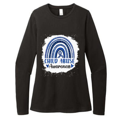 Child Abuse Awareness Rainbow Blue Ribbon Womens CVC Long Sleeve Shirt