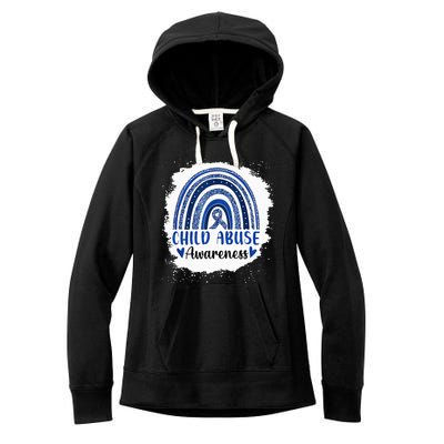 Child Abuse Awareness Rainbow Blue Ribbon Women's Fleece Hoodie