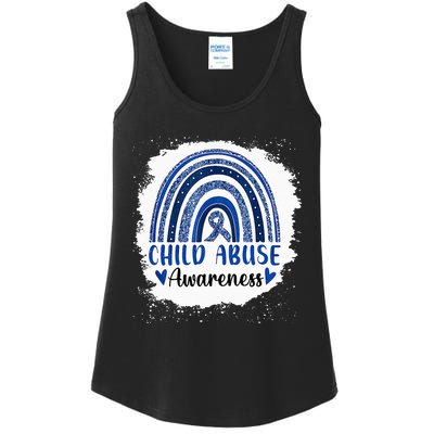 Child Abuse Awareness Rainbow Blue Ribbon Ladies Essential Tank