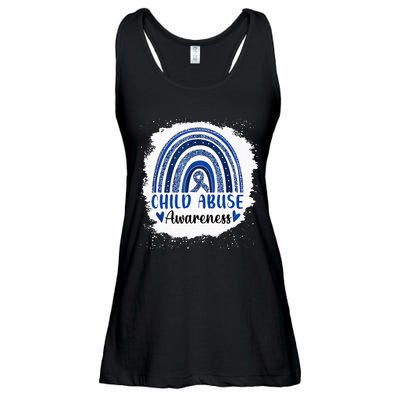 Child Abuse Awareness Rainbow Blue Ribbon Ladies Essential Flowy Tank