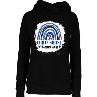 Child Abuse Awareness Rainbow Blue Ribbon Womens Funnel Neck Pullover Hood