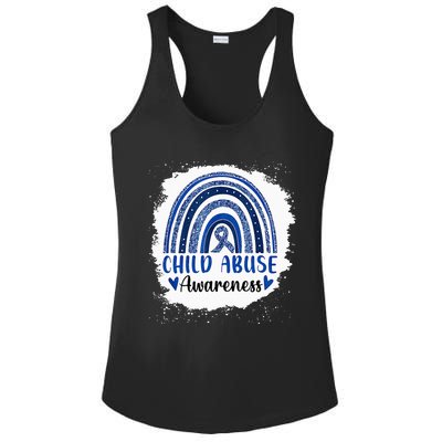 Child Abuse Awareness Rainbow Blue Ribbon Ladies PosiCharge Competitor Racerback Tank