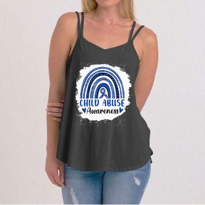 Child Abuse Awareness Rainbow Blue Ribbon Women's Strappy Tank