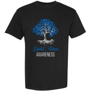 Child Abuse Awareness Tree Blue Ribbon April Child Welfare Garment-Dyed Heavyweight T-Shirt