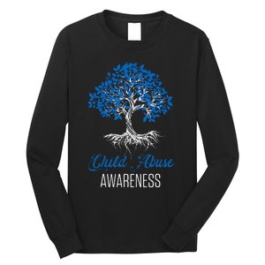 Child Abuse Awareness Tree Blue Ribbon April Child Welfare Long Sleeve Shirt