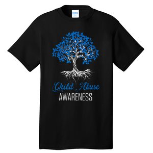 Child Abuse Awareness Tree Blue Ribbon April Child Welfare Tall T-Shirt