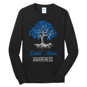 Child Abuse Awareness Tree Blue Ribbon April Child Welfare Tall Long Sleeve T-Shirt