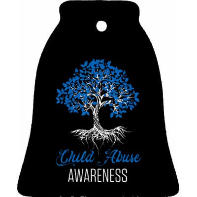 Child Abuse Awareness Tree Blue Ribbon April Child Welfare Ceramic Bell Ornament