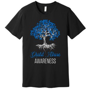 Child Abuse Awareness Tree Blue Ribbon April Child Welfare Premium T-Shirt