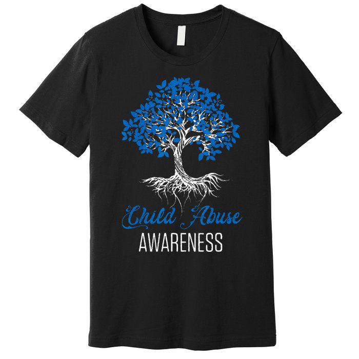 Child Abuse Awareness Tree Blue Ribbon April Child Welfare Premium T-Shirt