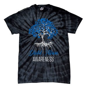 Child Abuse Awareness Tree Blue Ribbon April Child Welfare Tie-Dye T-Shirt