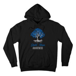 Child Abuse Awareness Tree Blue Ribbon April Child Welfare Tall Hoodie