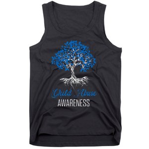 Child Abuse Awareness Tree Blue Ribbon April Child Welfare Tank Top