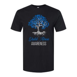 Child Abuse Awareness Tree Blue Ribbon April Child Welfare Softstyle CVC T-Shirt