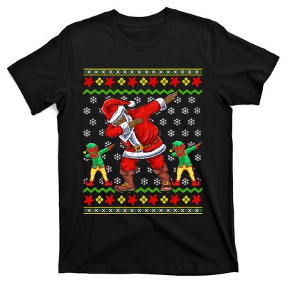 Christmas African American Black Dabbing Santa Claus Elf T-Shirt