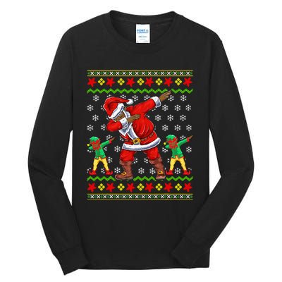 Christmas African American Black Dabbing Santa Claus Elf Tall Long Sleeve T-Shirt