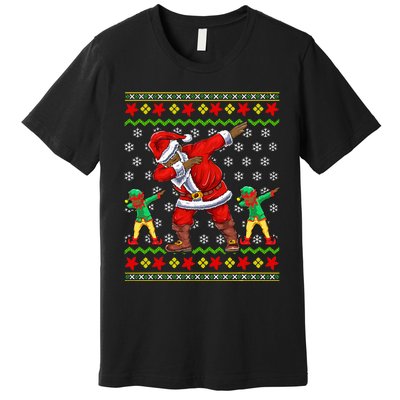 Christmas African American Black Dabbing Santa Claus Elf Premium T-Shirt