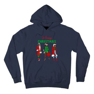 Christmas African American Wo Santa Hat Pajama Tall Hoodie