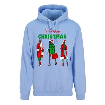 Christmas African American Wo Santa Hat Pajama Unisex Surf Hoodie