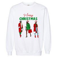 Christmas African American Wo Santa Hat Pajama Garment-Dyed Sweatshirt