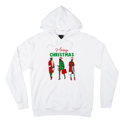 Christmas African American Wo Santa Hat Pajama Hoodie