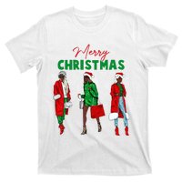 Christmas African American Wo Santa Hat Pajama T-Shirt