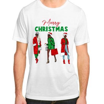 Christmas African American Wo Santa Hat Pajama Adult ChromaSoft Performance T-Shirt