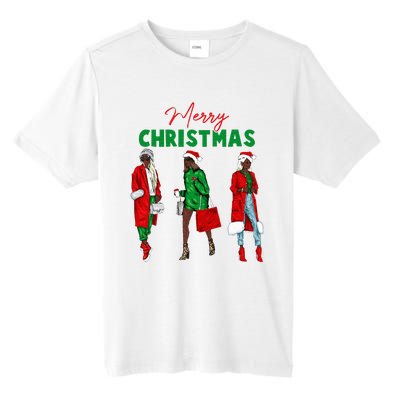 Christmas African American Wo Santa Hat Pajama Tall Fusion ChromaSoft Performance T-Shirt