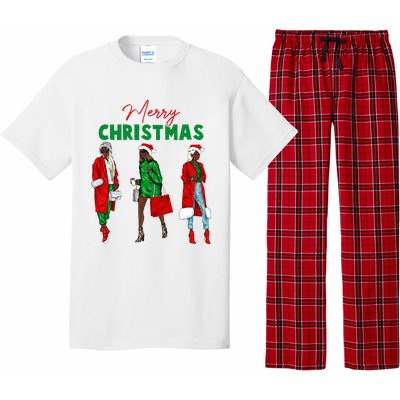 Christmas African American Wo Santa Hat Pajama Pajama Set